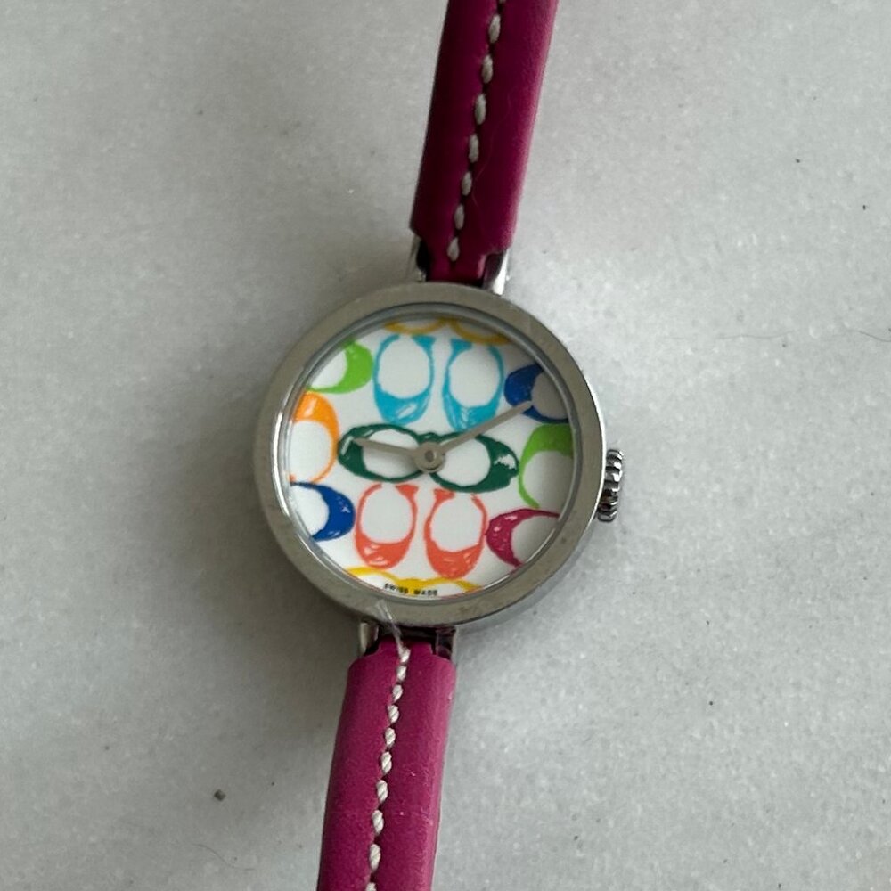 Vintage Coach Watch with colorful face and leather band